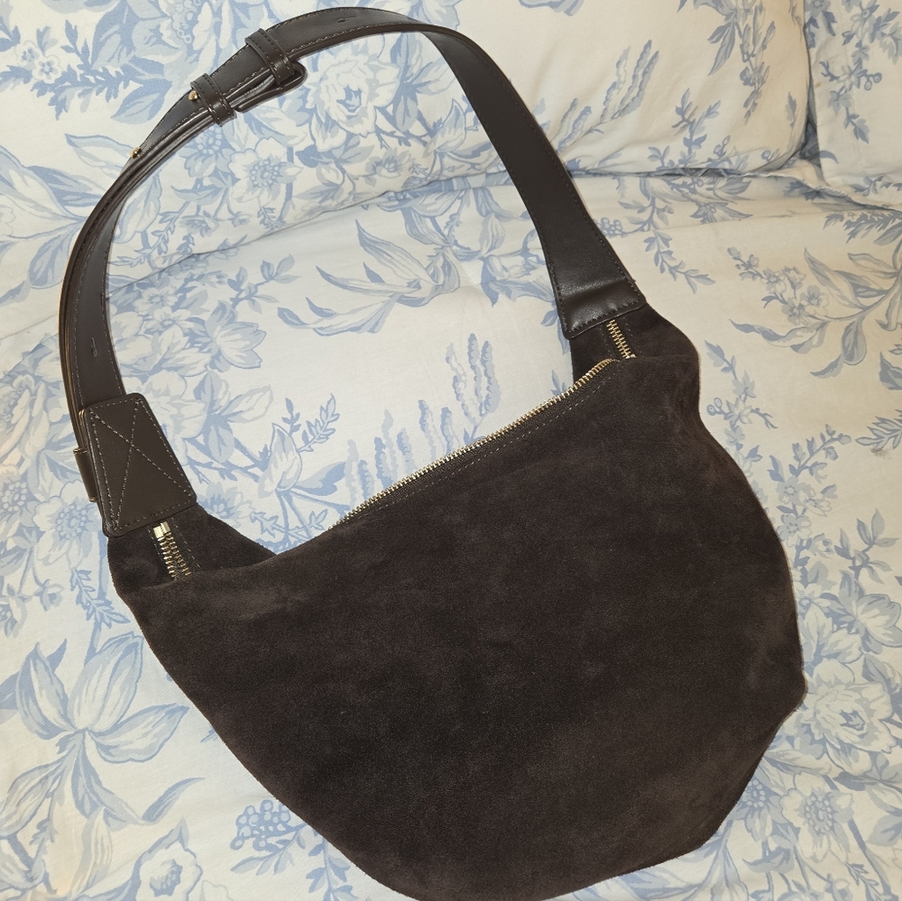 Dark Brown Suede Shoulder Bag - Picture 6 of 7